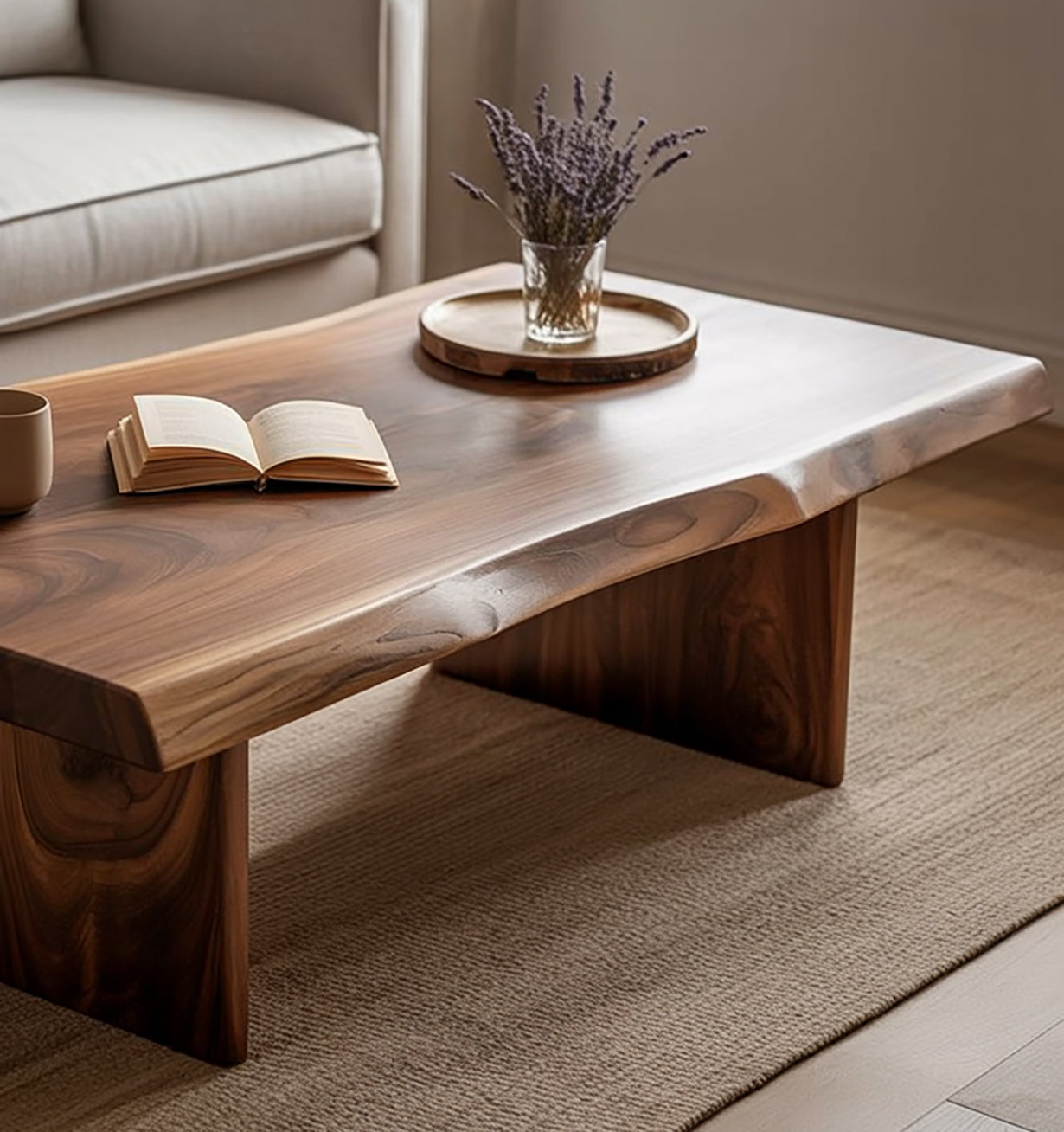 Table Basse Rustique Artisanale en Bois Massif Robuste