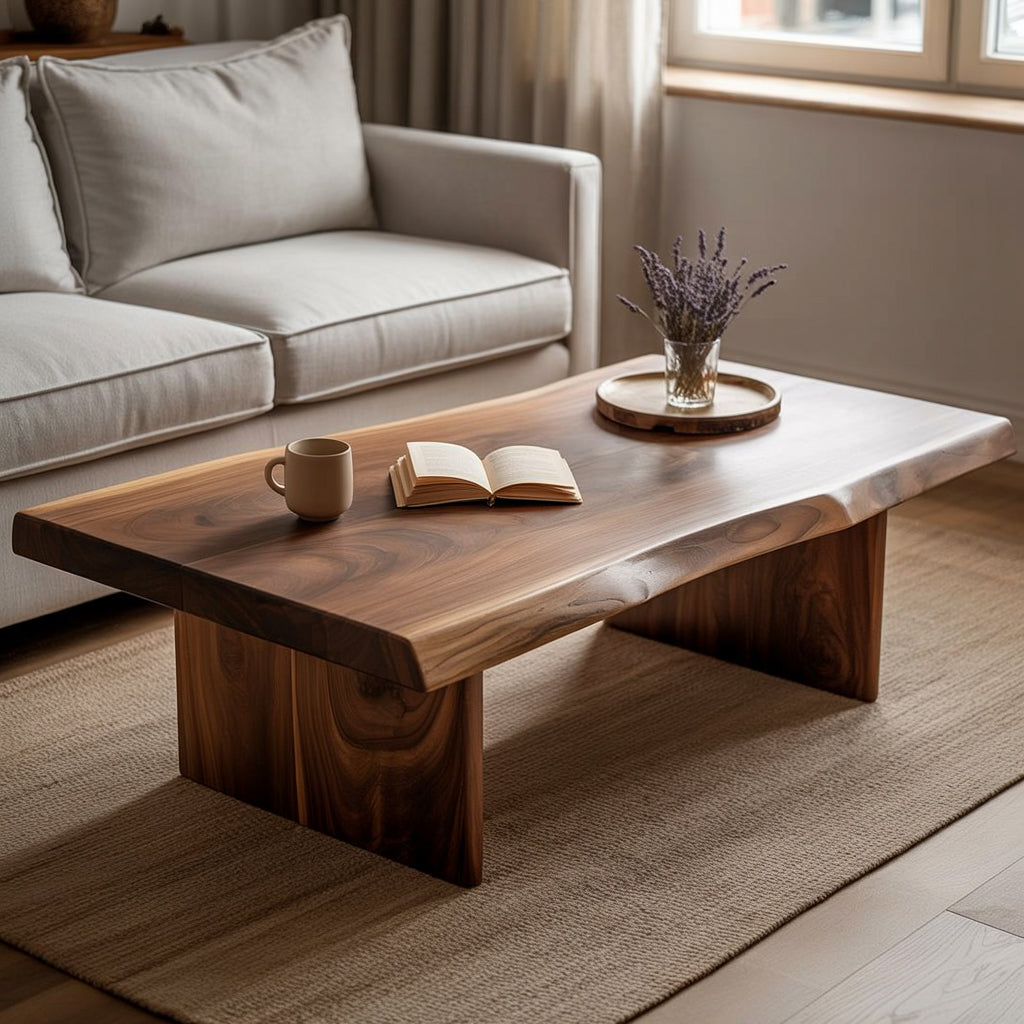 Table Basse Rustique Artisanale en Bois Massif Robuste