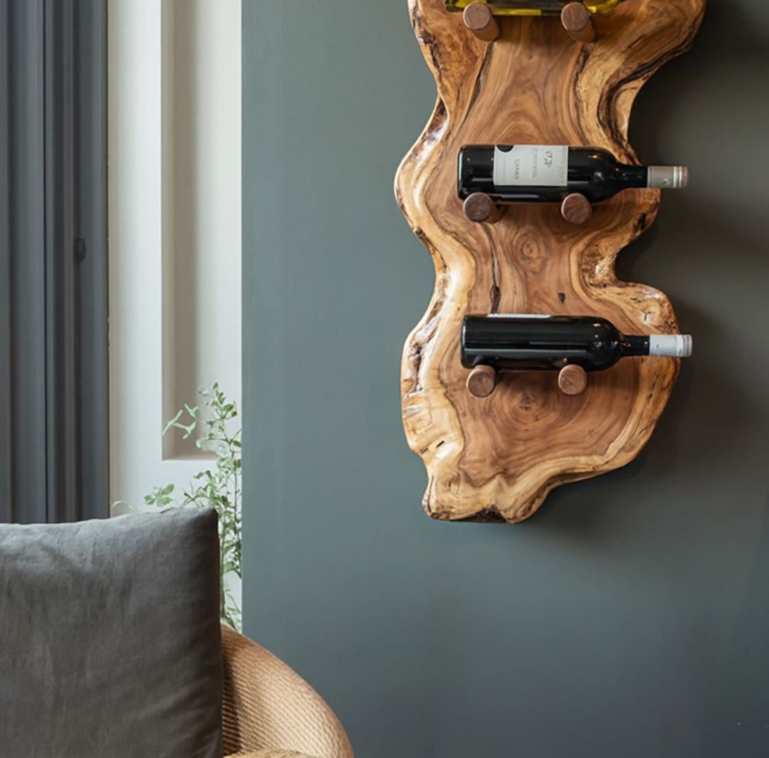 Handcrafted Solid Wood Wine Rack – Rustic Farmhouse Wine Holder for Kitchen or Home Bar