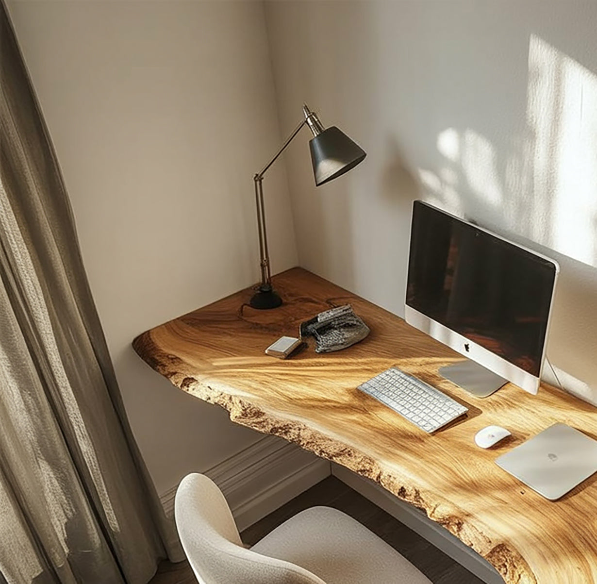 Bureau Rustique Live Edge en Bois Massif Style Farmhouse