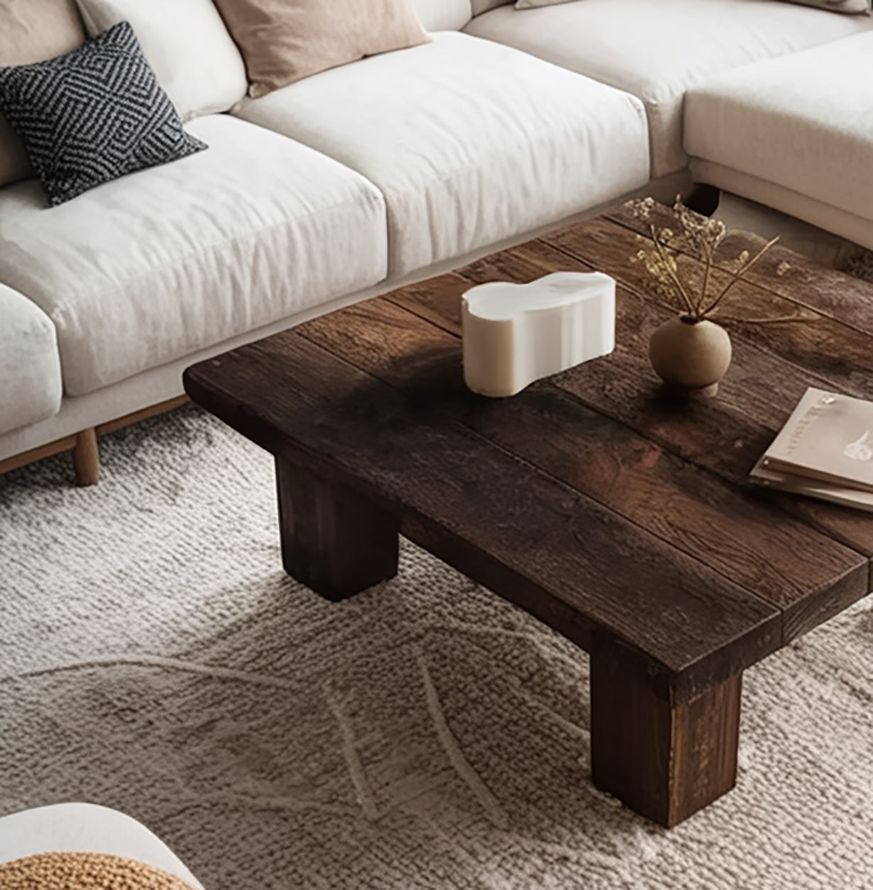 Table Basse Bois Recyclé Châtaignier – Style Farmhouse