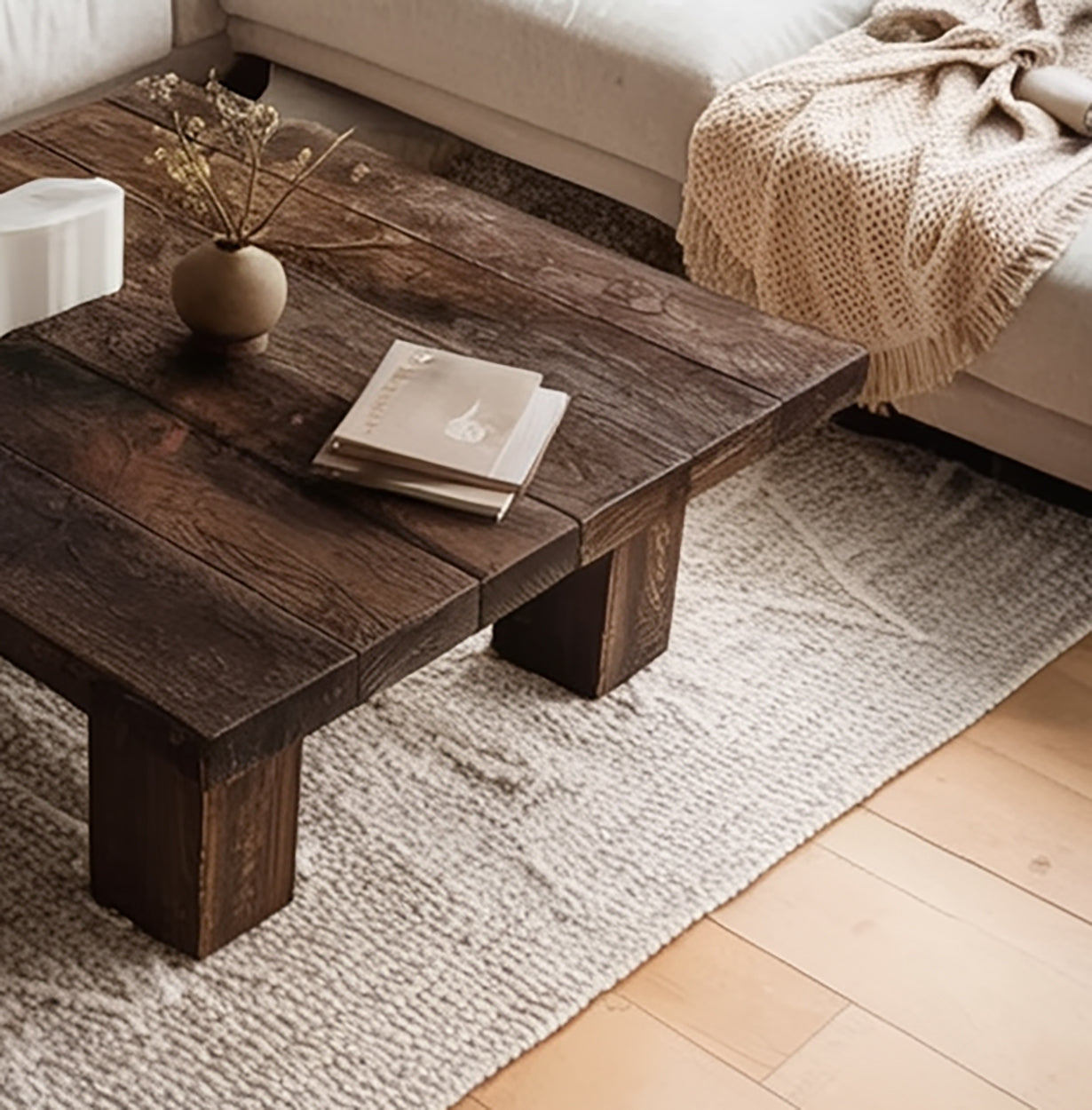 Table Basse Bois Recyclé Châtaignier – Style Farmhouse