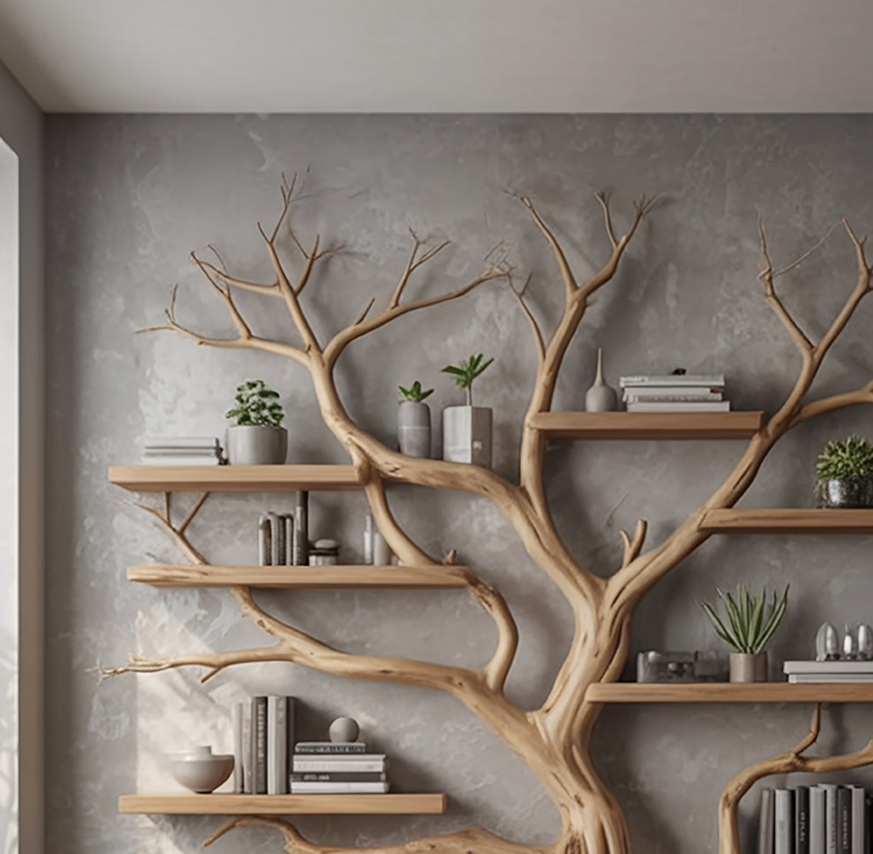 Étagère Murale Branche d’Arbre en Bois – Design Artistique