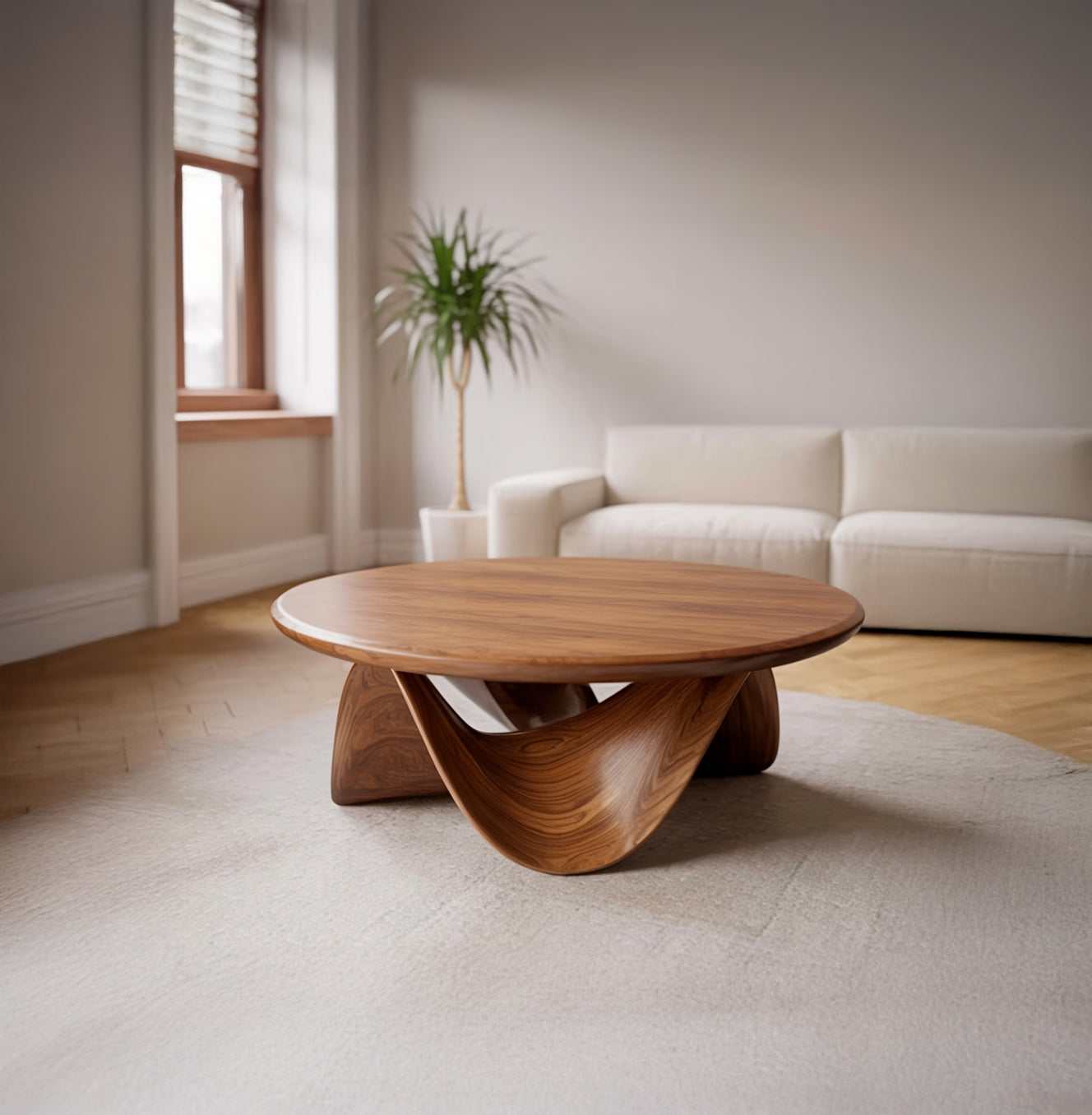 Table Basse Ronde Sculpturale Bois Massif – Design Live Edge
