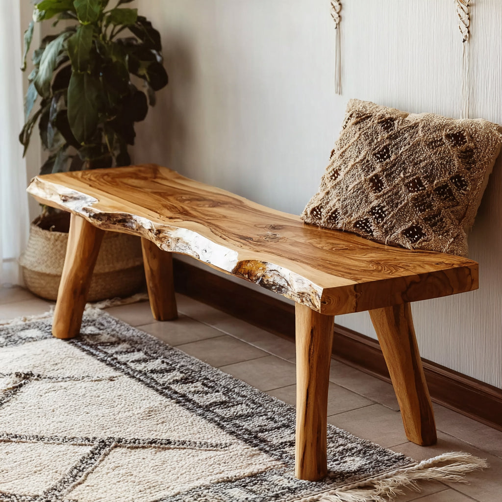 Banc en Bois d’Acacia Live Edge – Style Rustique Moderne