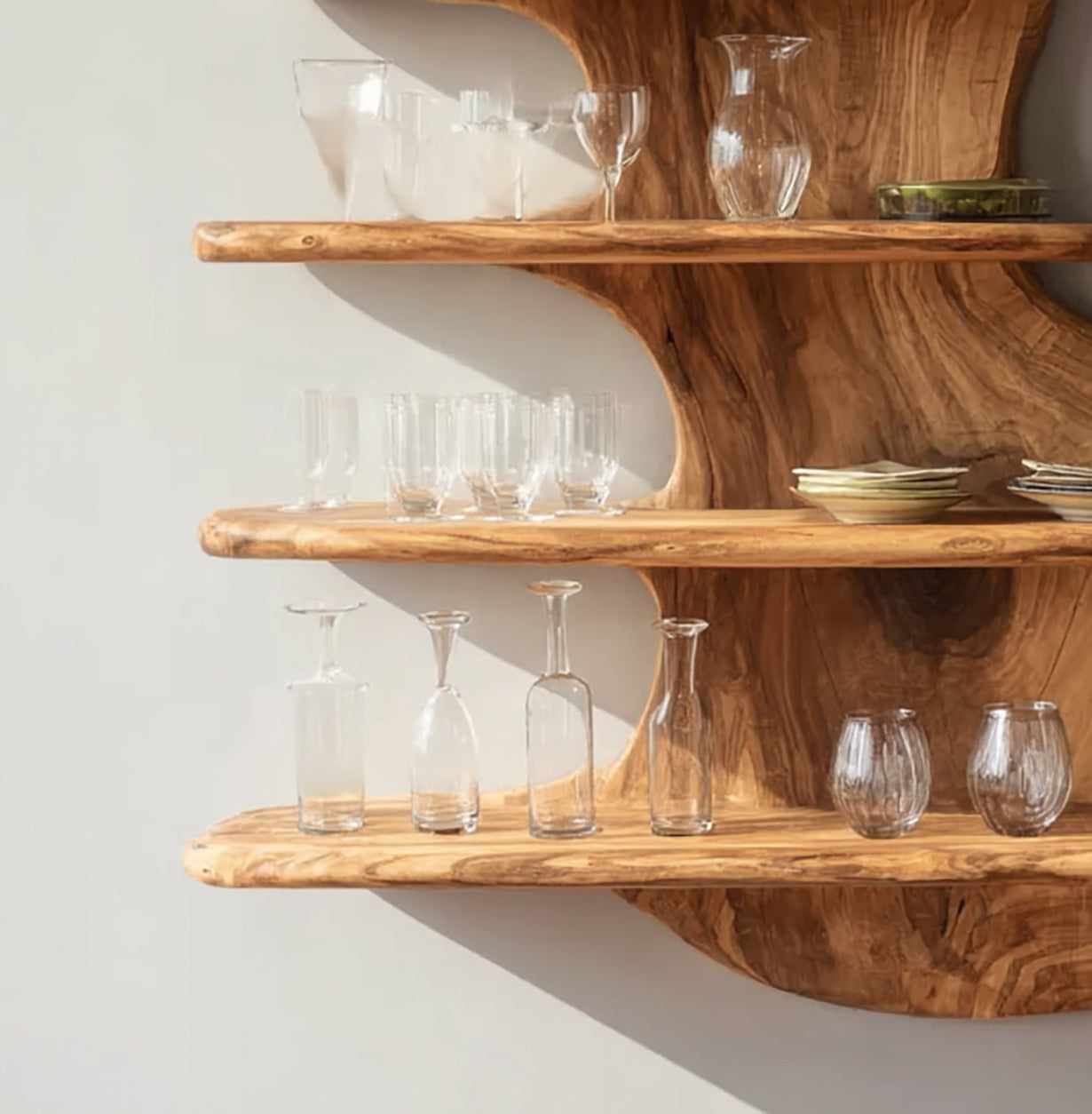 Handmade Floating Kitchen Cabinet – Rustic Farmhouse Live Edge Wall Shelf Storage