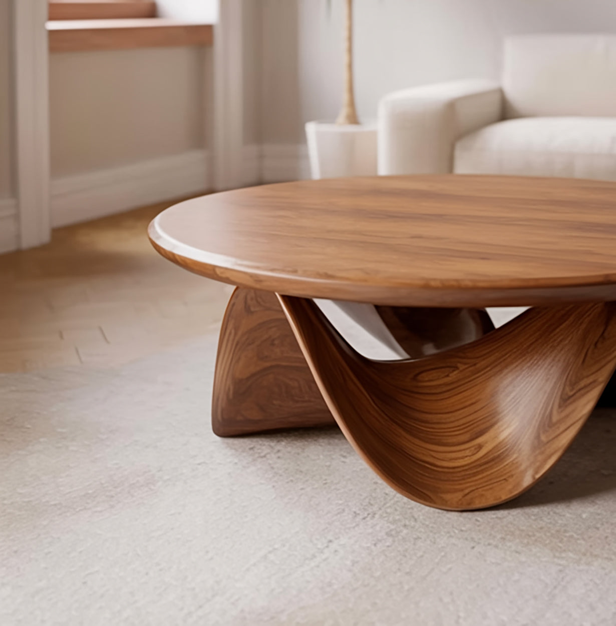 Table Basse Ronde Sculpturale Bois Massif – Design Live Edge