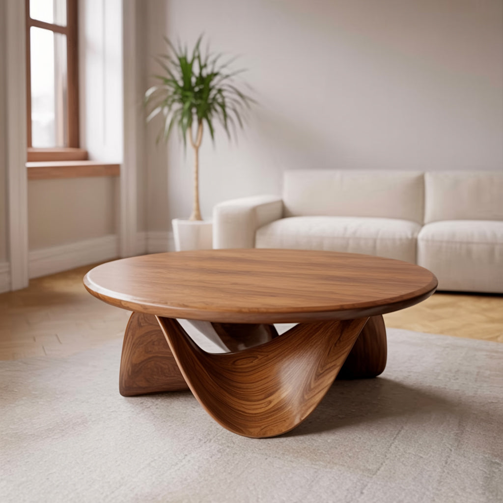 Table Basse Ronde Sculpturale Bois Massif – Design Live Edge