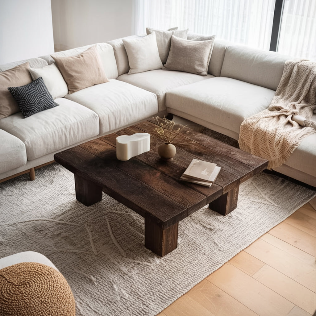 Table Basse Bois Recyclé Châtaignier – Style Farmhouse