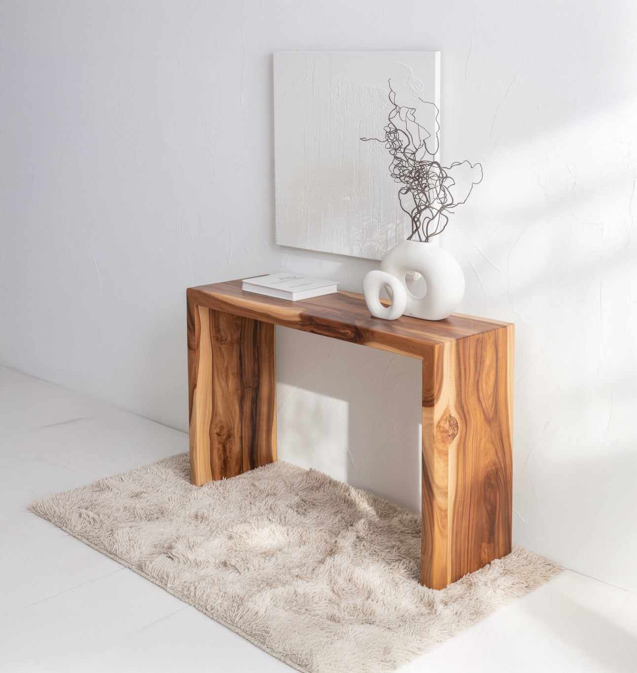 Console Artisanale en Bois Naturel – Table d’Entrée Design Organique Moderne