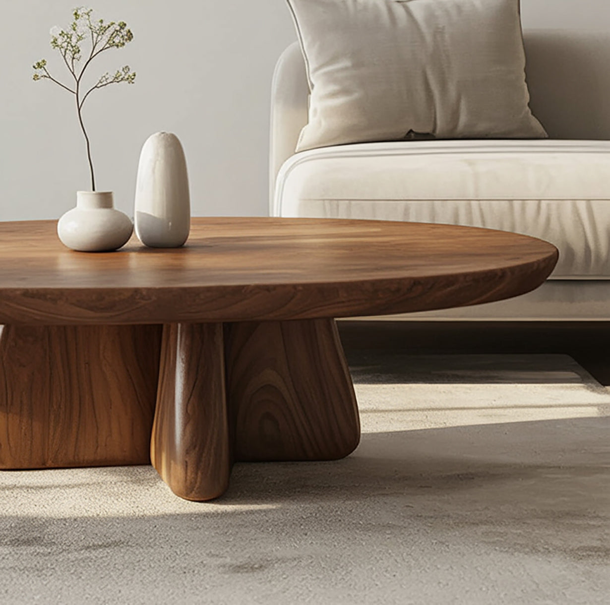 Table Basse Organique en Bois Massif Live Edge Artisanale