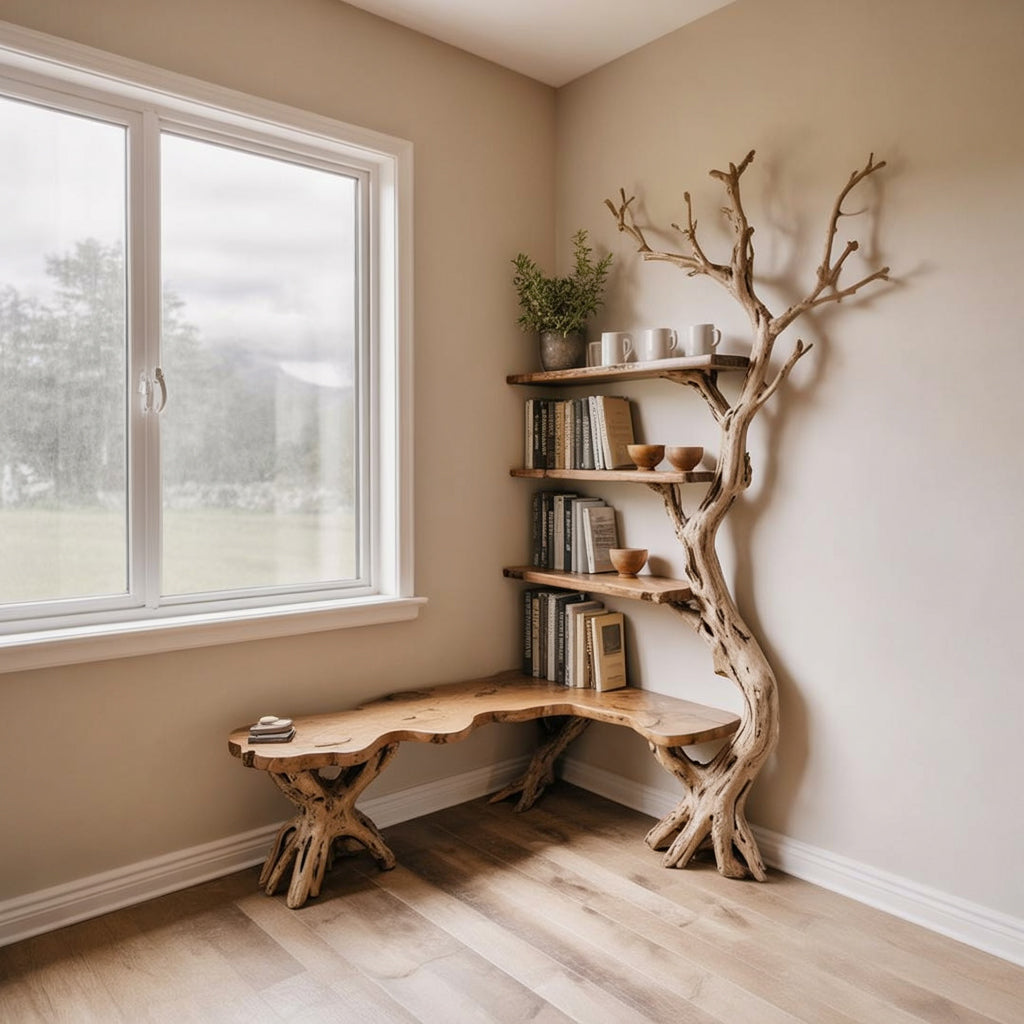 Étagère d’Angle en Bois Flotté – Branche d’Arbre en Bois Massif