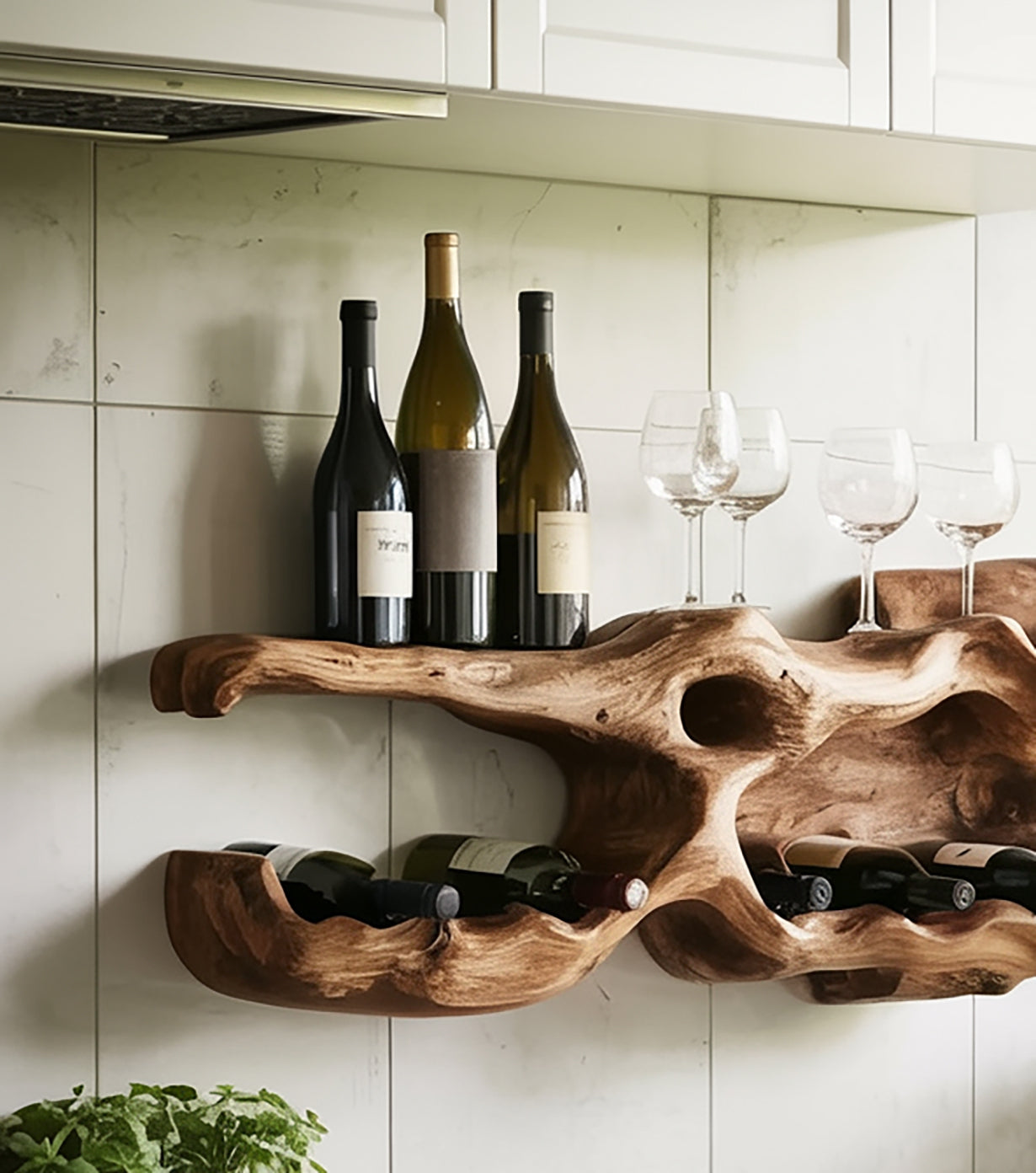 Porte-Bouteilles en Bois Fait Main – Étagère Murale Rustique Décoration de Noël