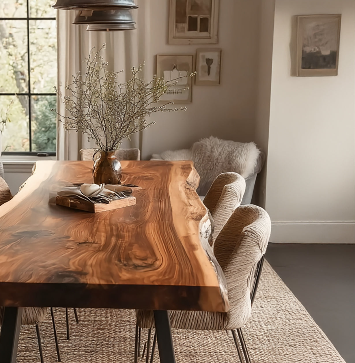 Table à Manger en Bois Massif Moderne et Minimaliste