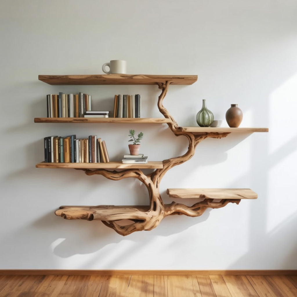 Étagère Murale Branche d’Arbre en Bois Massif Design