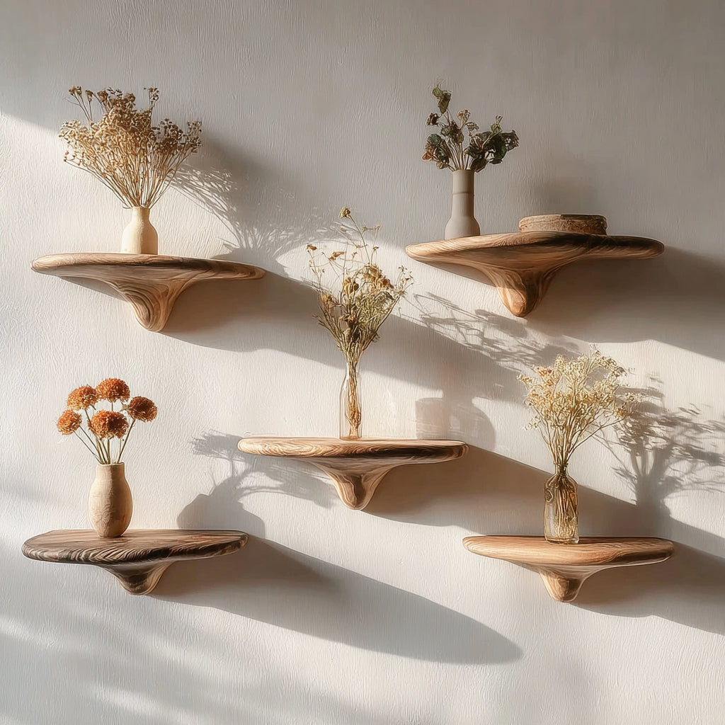 Handcrafted Solid Wood Wall Shelf – Organic Floating Shelf for Decor