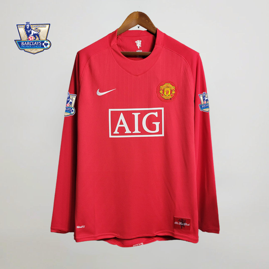Man. United Home Premier League Long Sleeve Shirt 2007/08