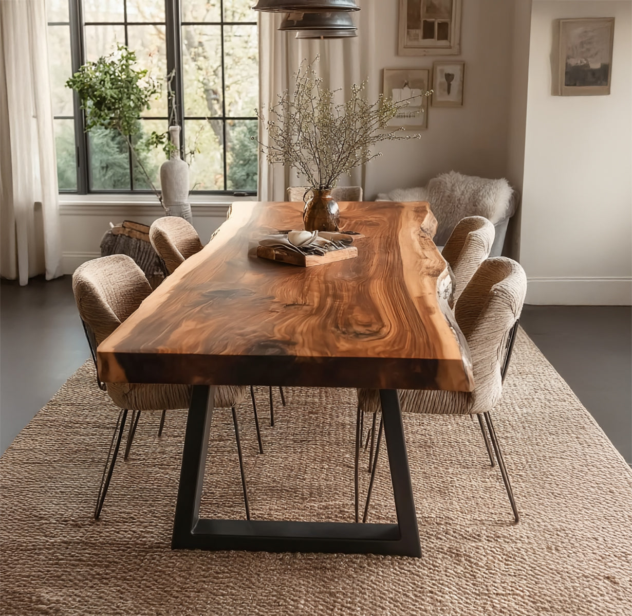 Table à Manger en Bois Massif Moderne et Minimaliste