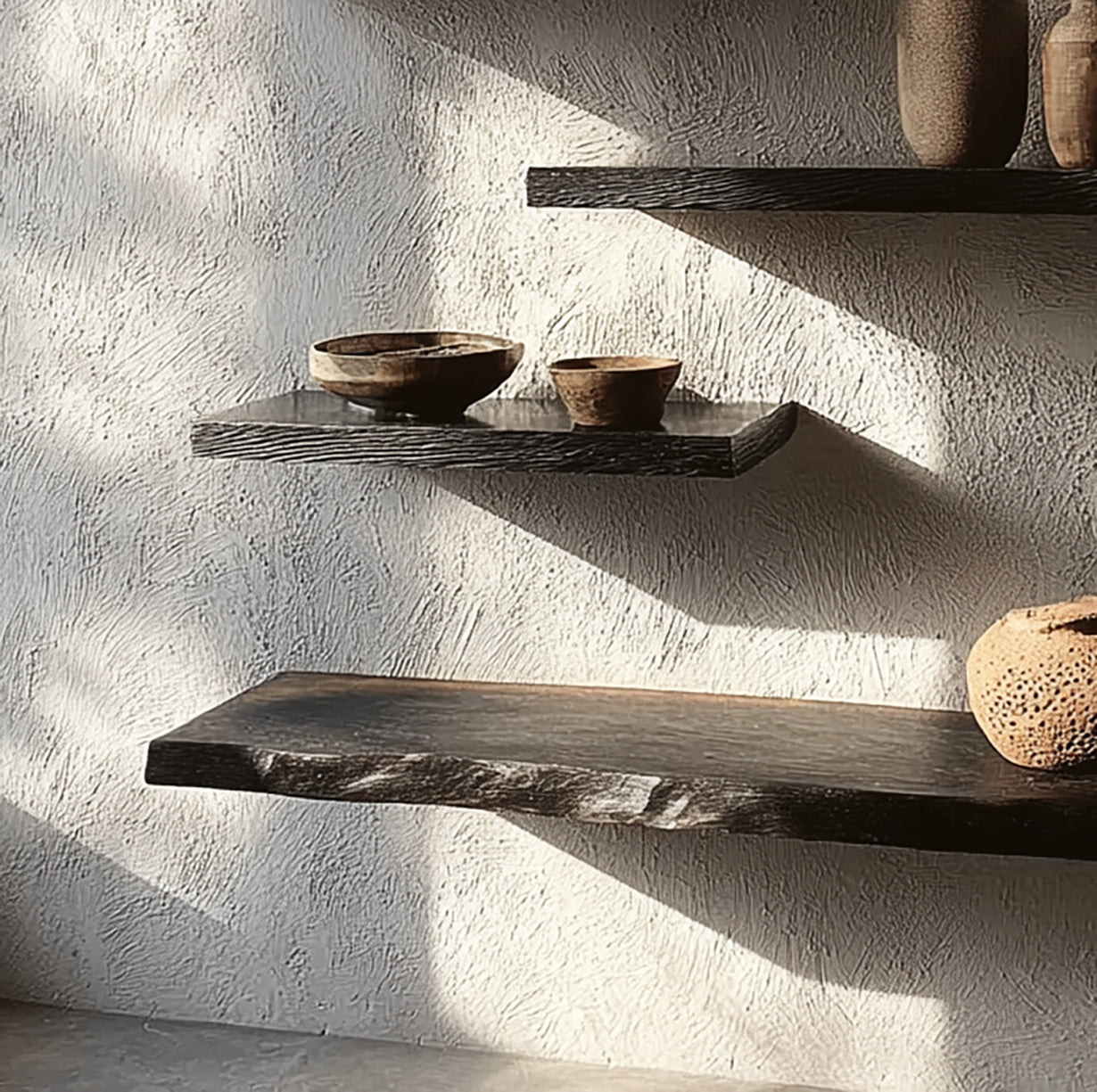 Étagère Murale Flottante Artisanale en Bois Massif Unique
