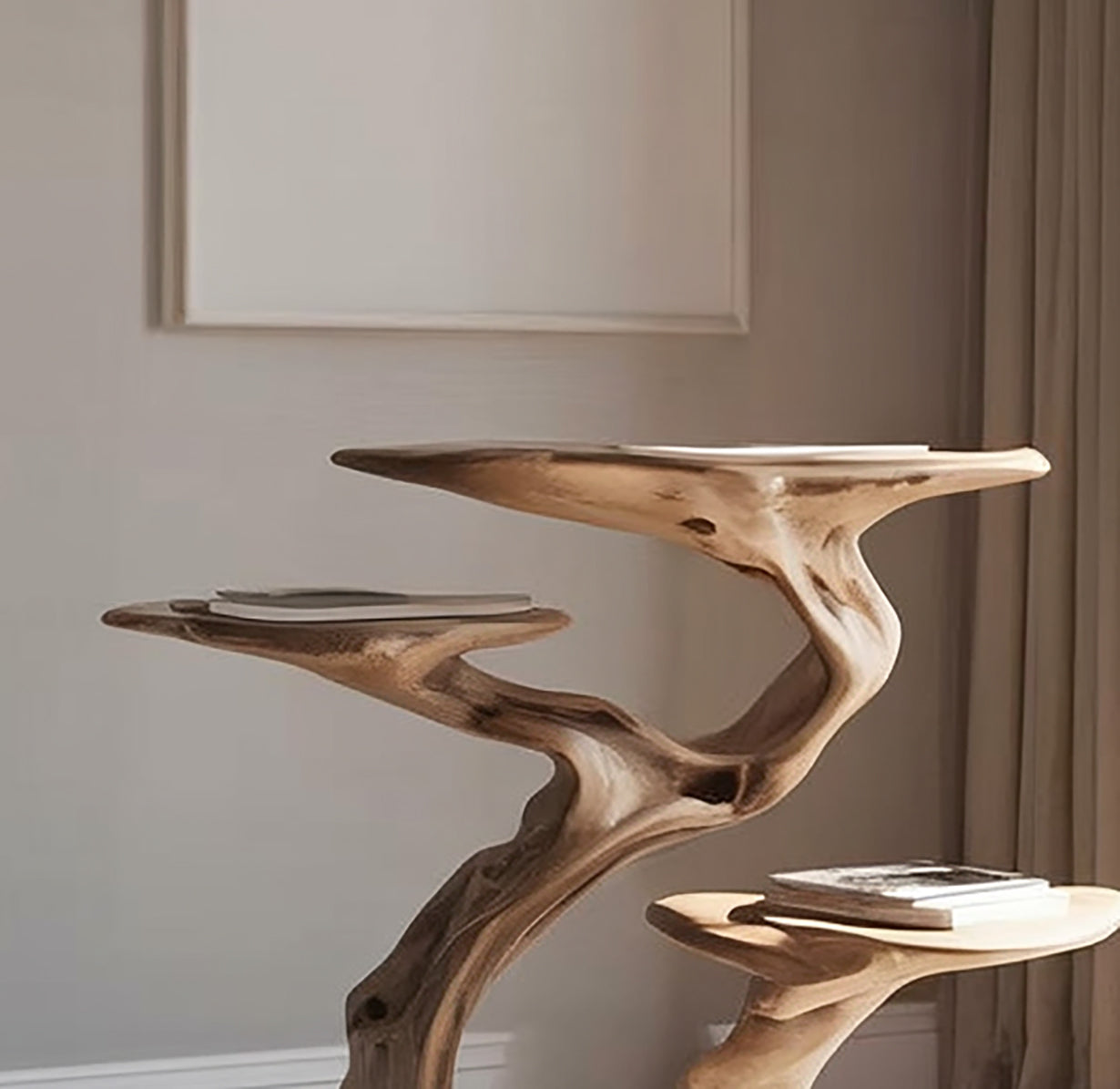 Meuble Platine Vinyle en Bois Massif – Style Mid-Century