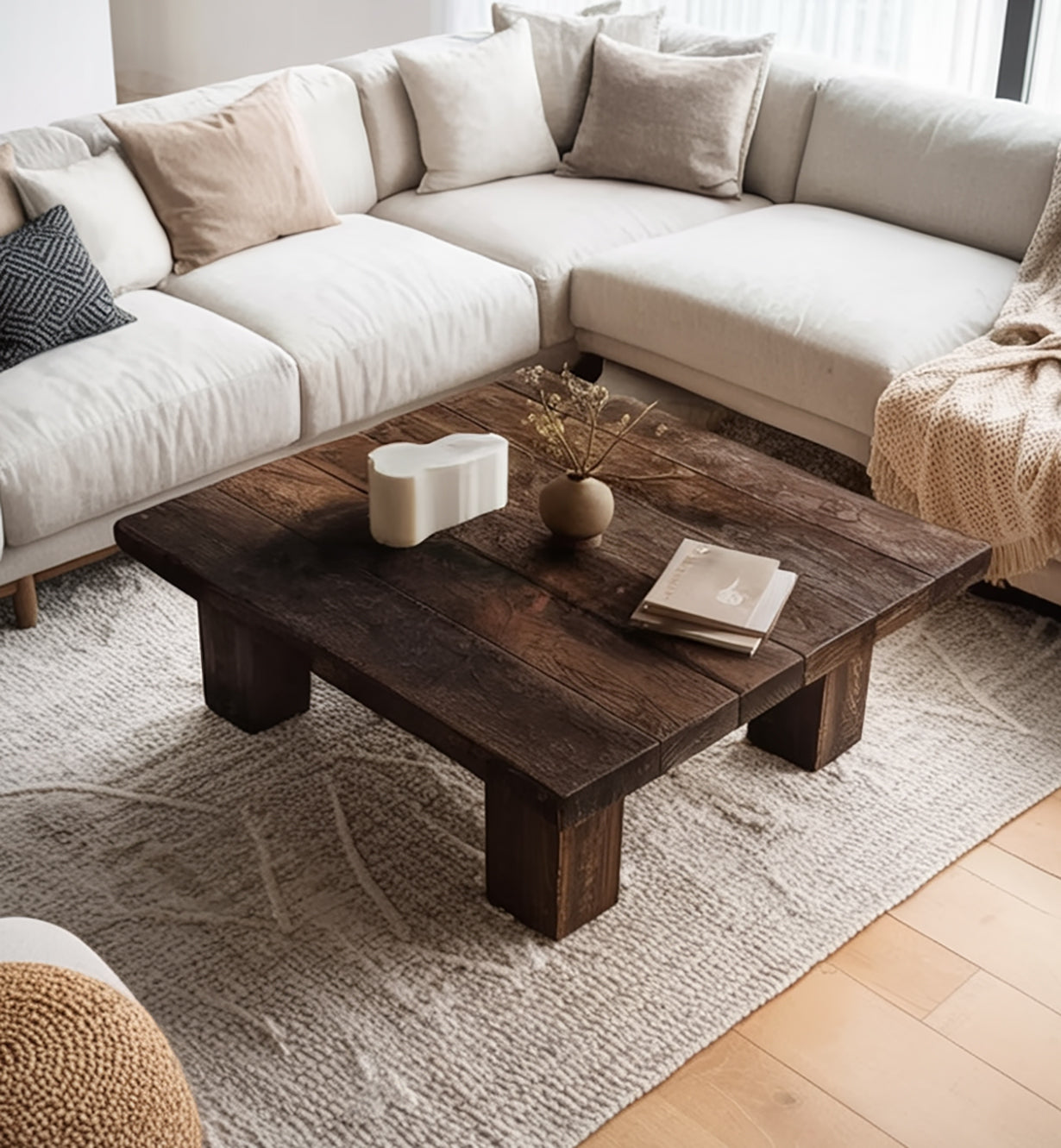 Table Basse Bois Recyclé Châtaignier – Style Farmhouse