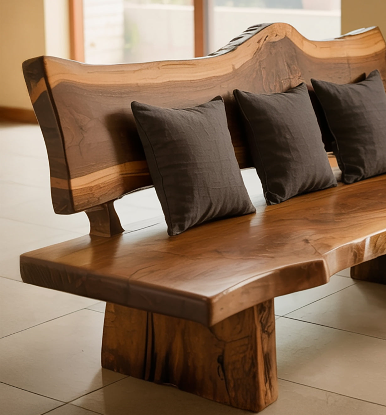 Banc Bois Massif Live Edge Fait Main – Assise Entrée