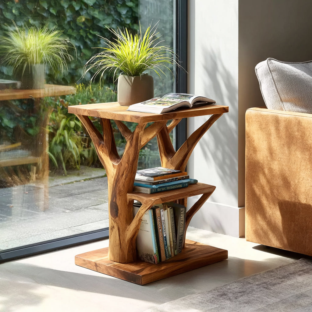 Table d’Appoint Ronde Bois Massif Live Edge – Style Farmhouse