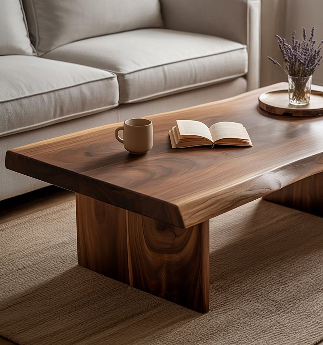 Table Basse Rustique Artisanale en Bois Massif Robuste