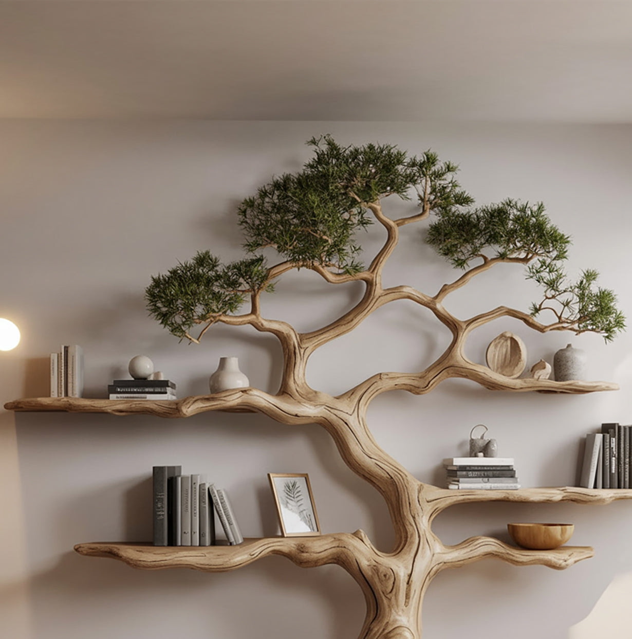 Handcrafted Tree Bookshelf – Large Wooden Branch Bookcase for Home Decor