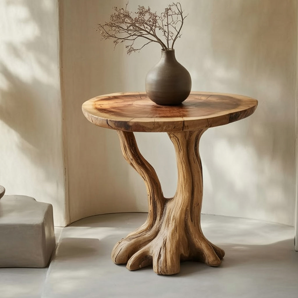 Rustic Live Edge End Table – Handmade Solid Wood Side Table
