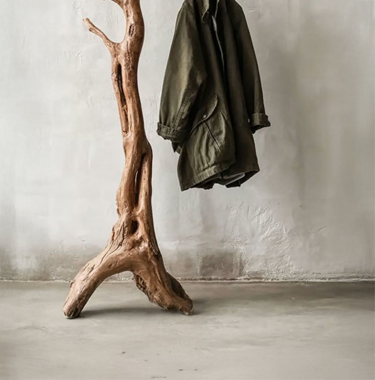 Porte-Manteau Mural Rustique en Branche de Bois Naturel