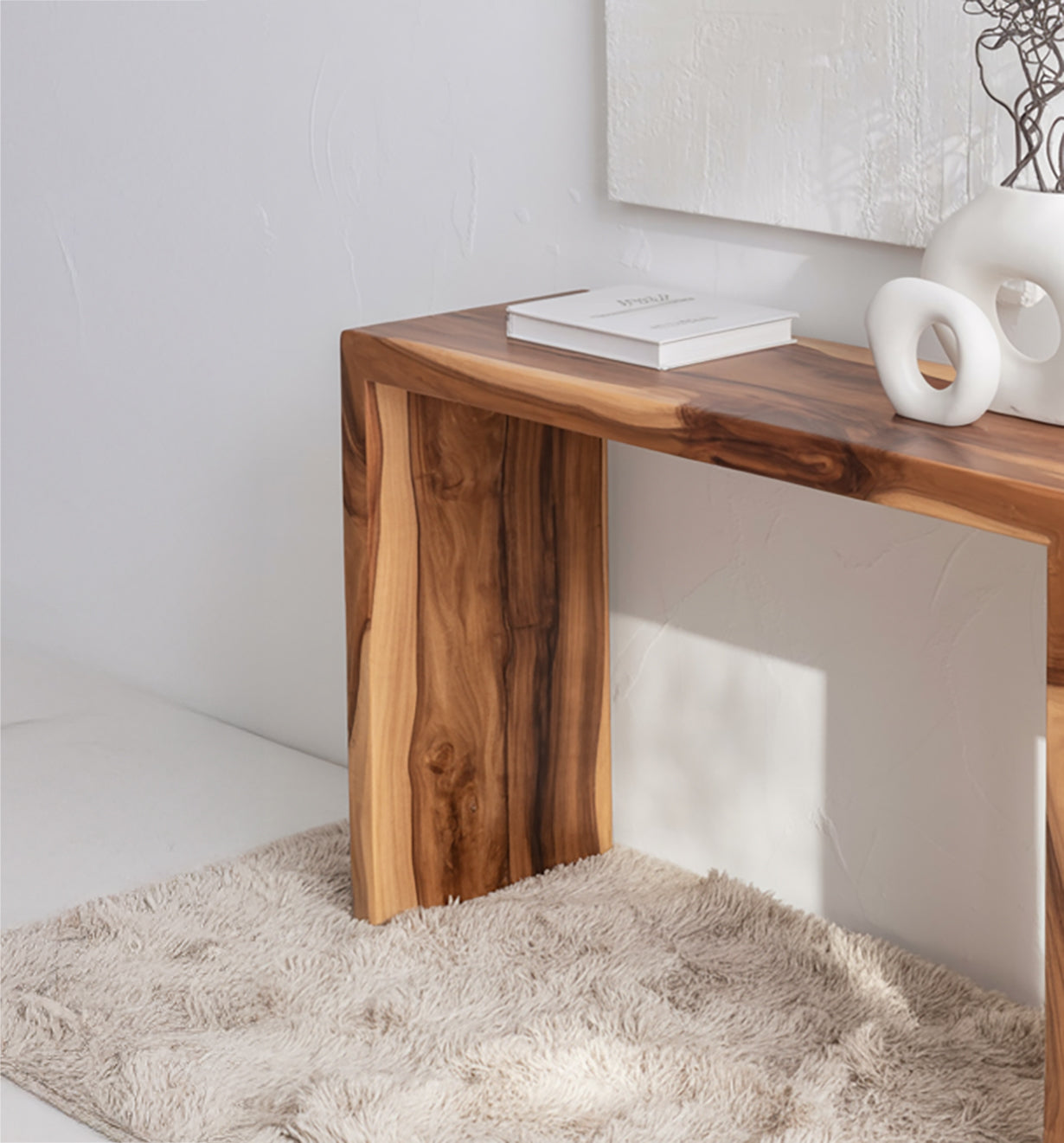 Console Artisanale en Bois Naturel – Table d’Entrée Design Organique Moderne