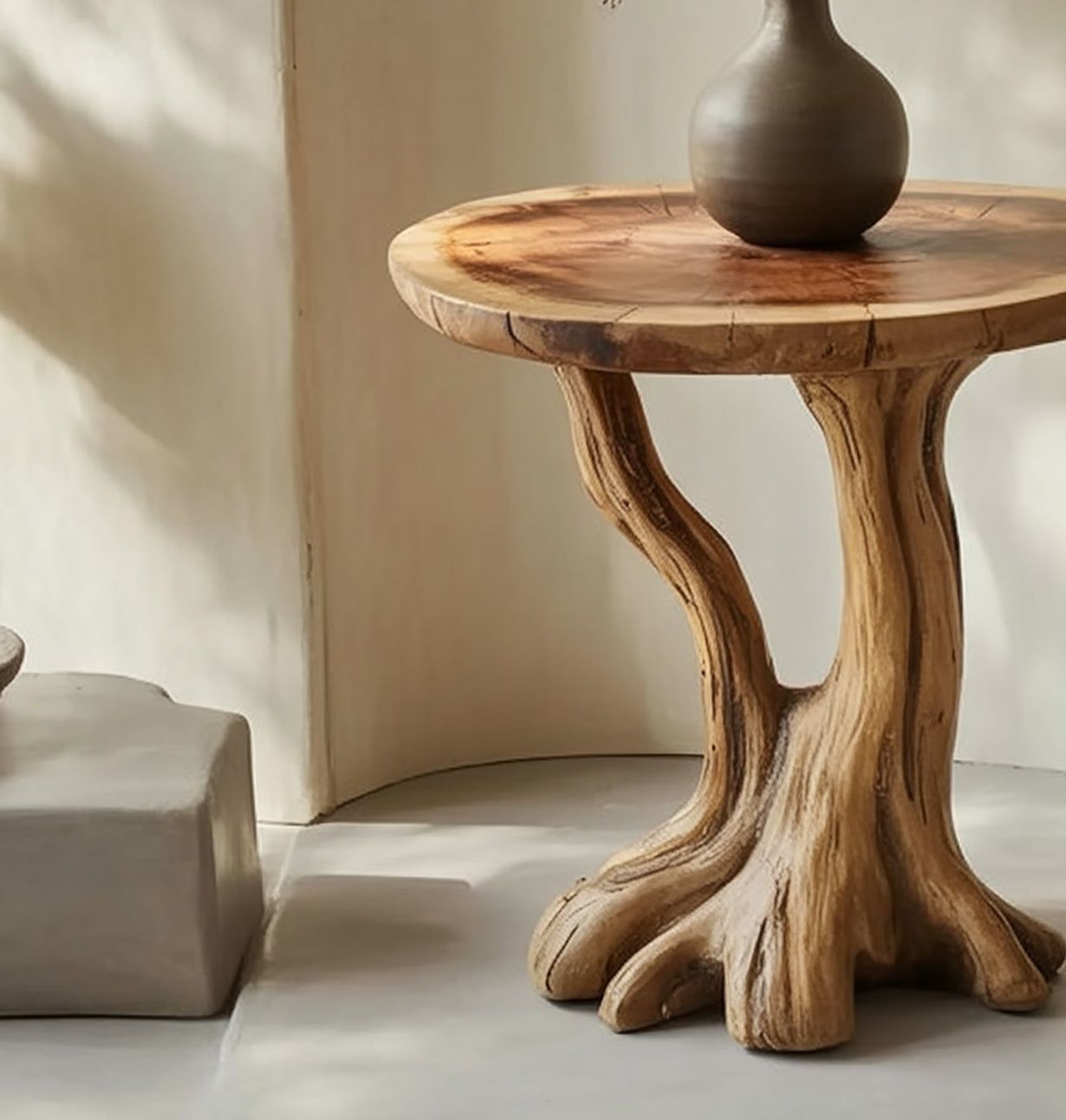 Rustic Live Edge End Table – Handmade Solid Wood Side Table