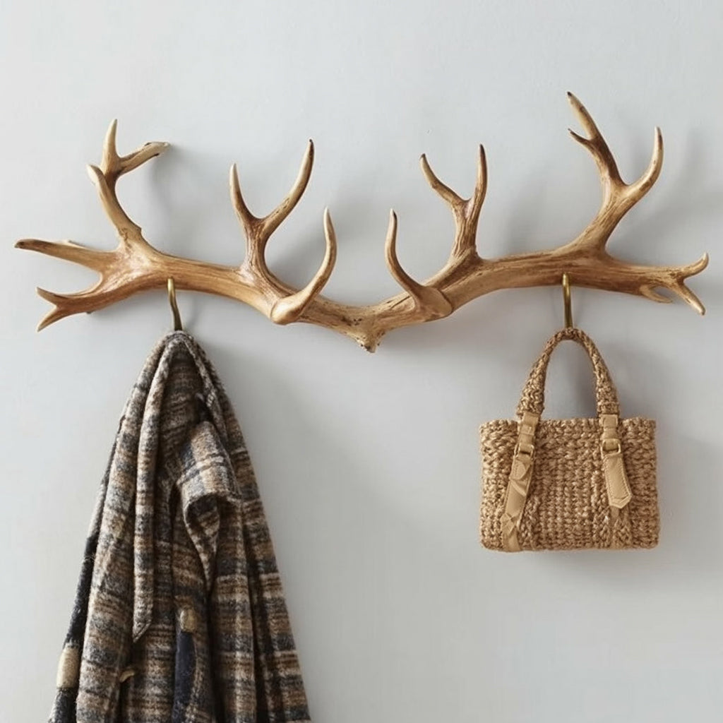 Porte-Manteau en Bois de Cerf – Crochet Mural Rustique Fait Main pour Maison & Bureau