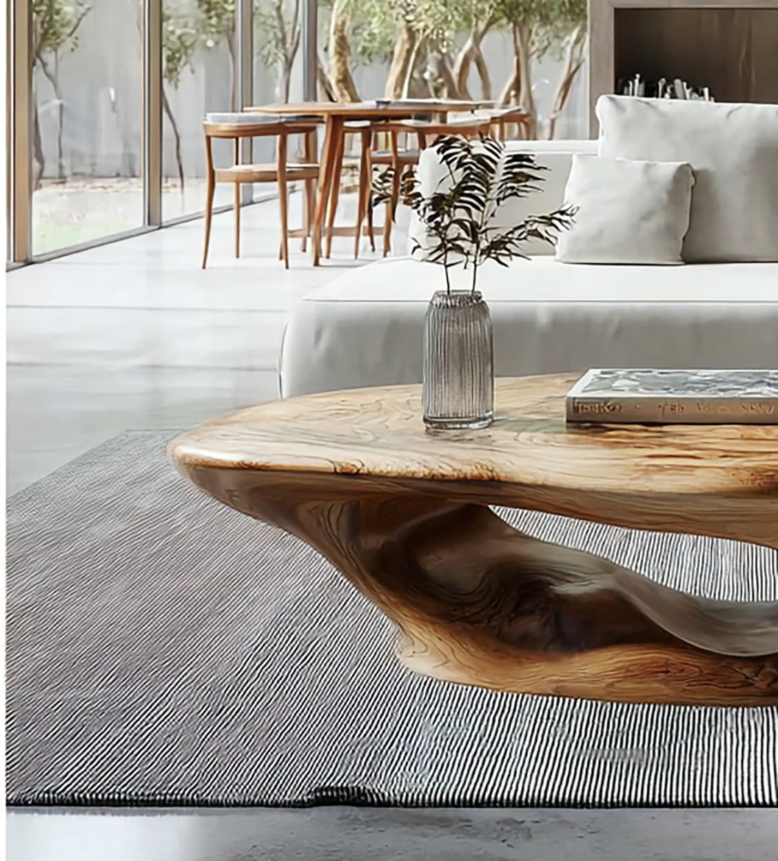 Table Basse Rustique Live Edge Basse en Bois Recyclé Style Farmhouse