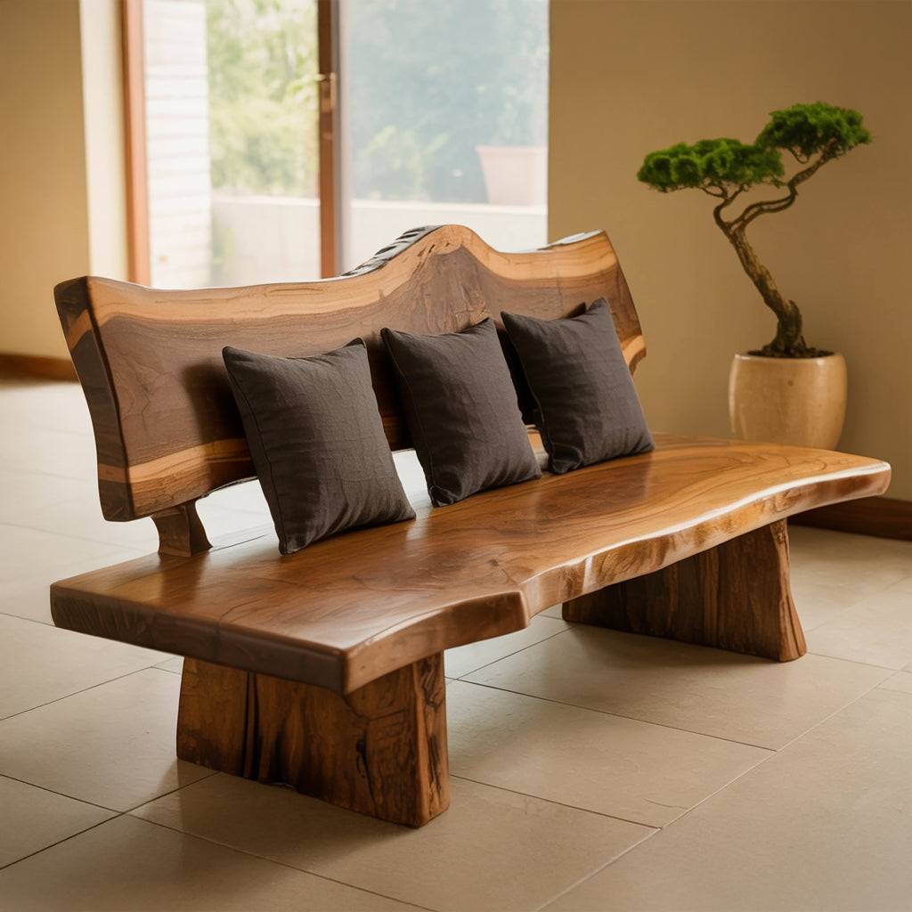 Banc Bois Massif Live Edge Fait Main – Assise Entrée