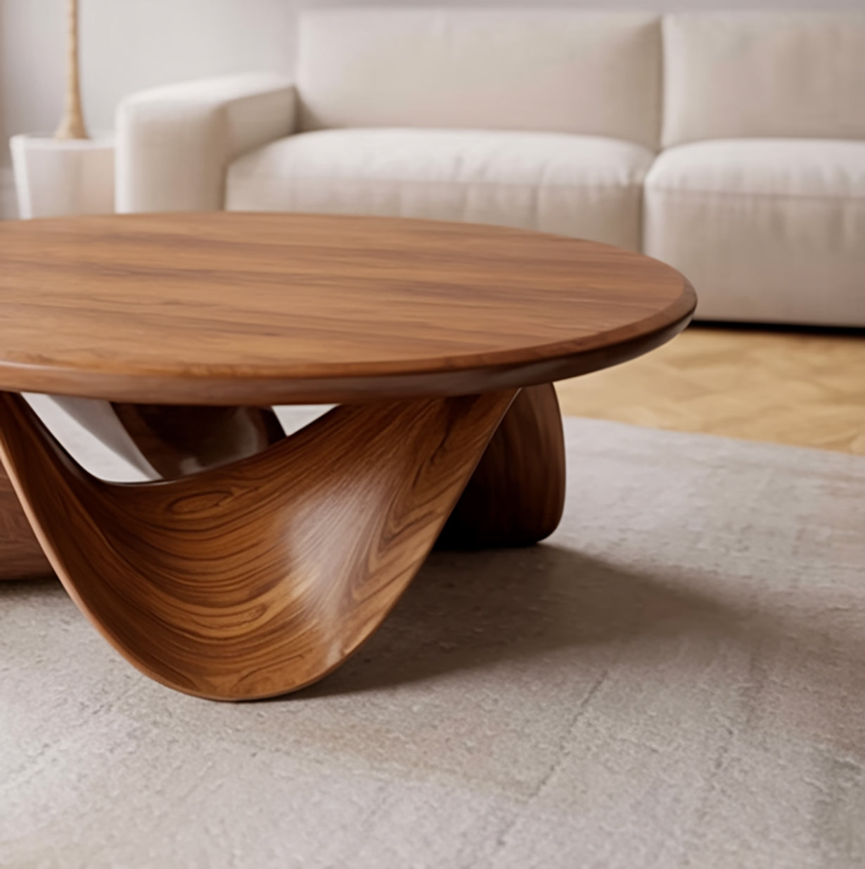 Table Basse Ronde Sculpturale Bois Massif – Design Live Edge