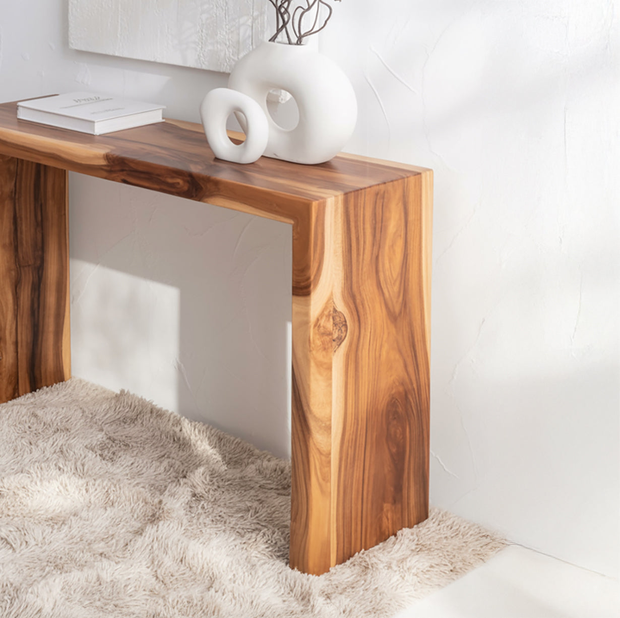 Console Artisanale en Bois Naturel – Table d’Entrée Design Organique Moderne