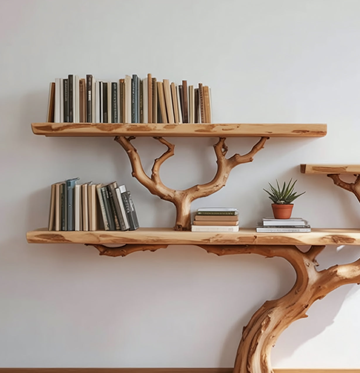 Bibliothèque Arbre sur Pied en Bois Massif – Live Edge