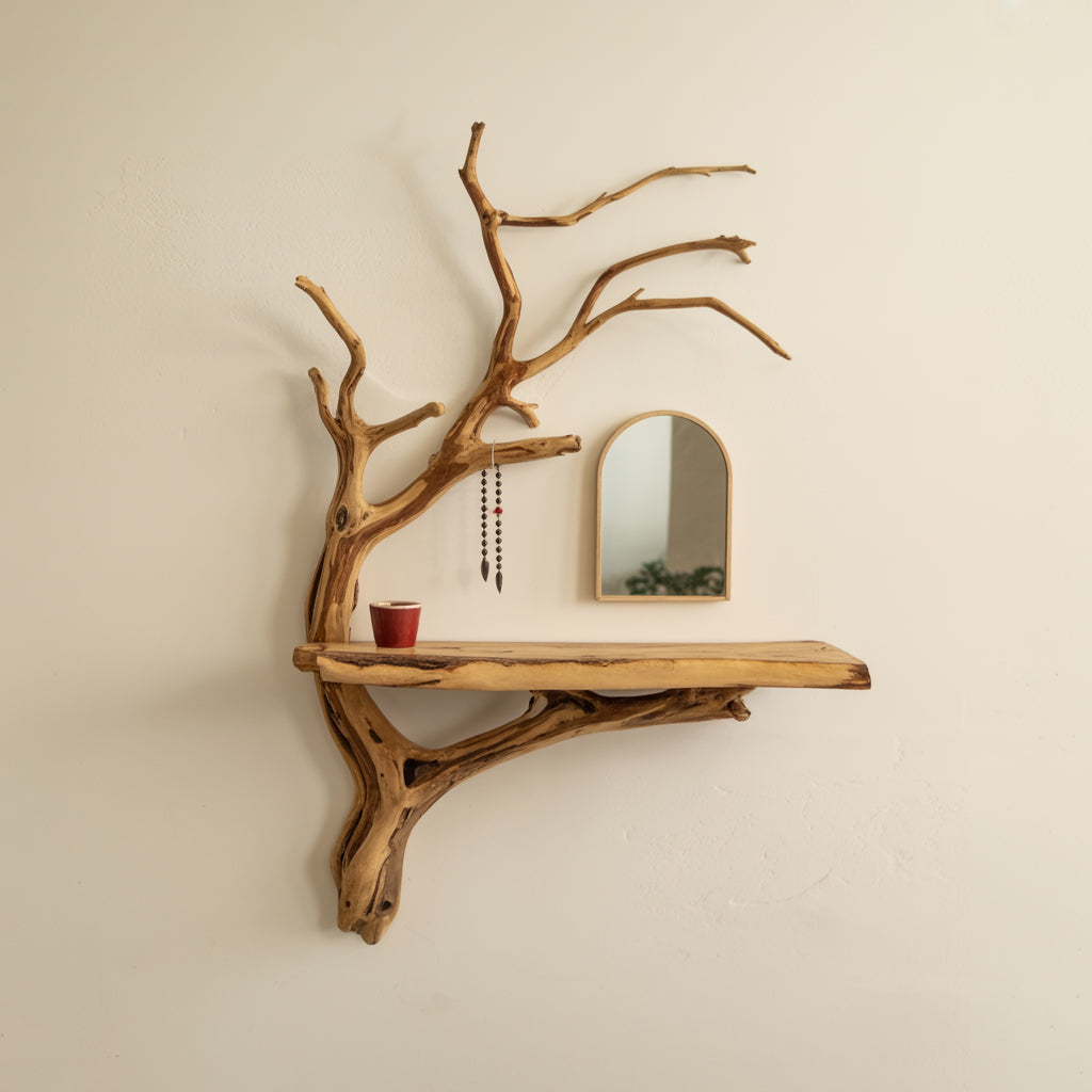 Étagère à Bijoux Arbre en Bois Flotté – Organiseur Mural
