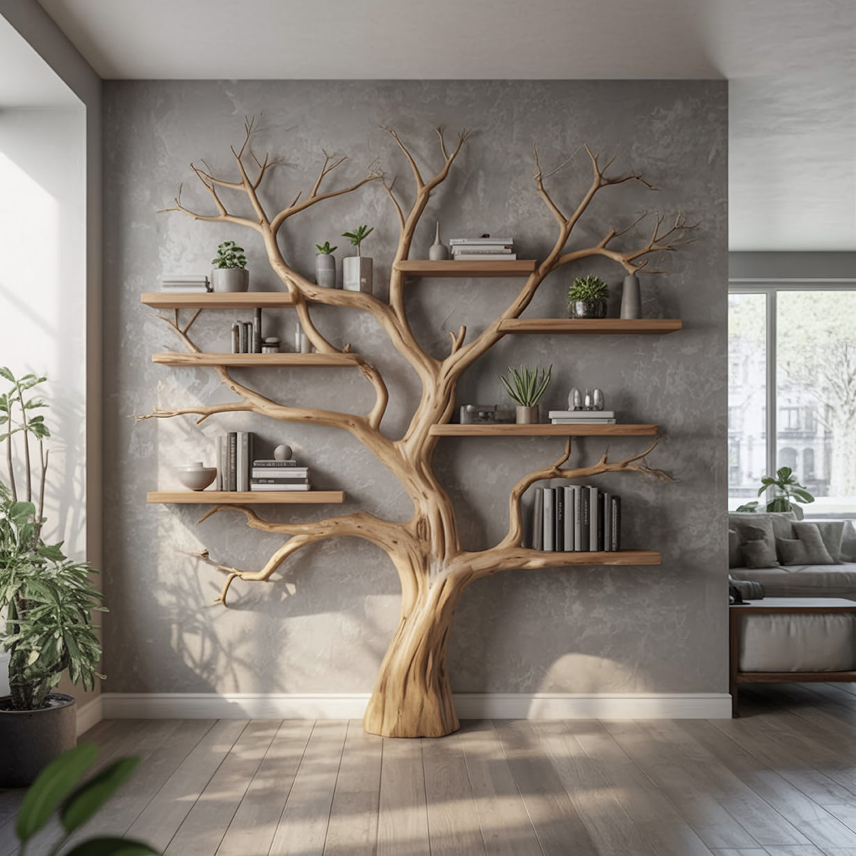 Étagère Murale Branche d’Arbre en Bois – Design Artistique