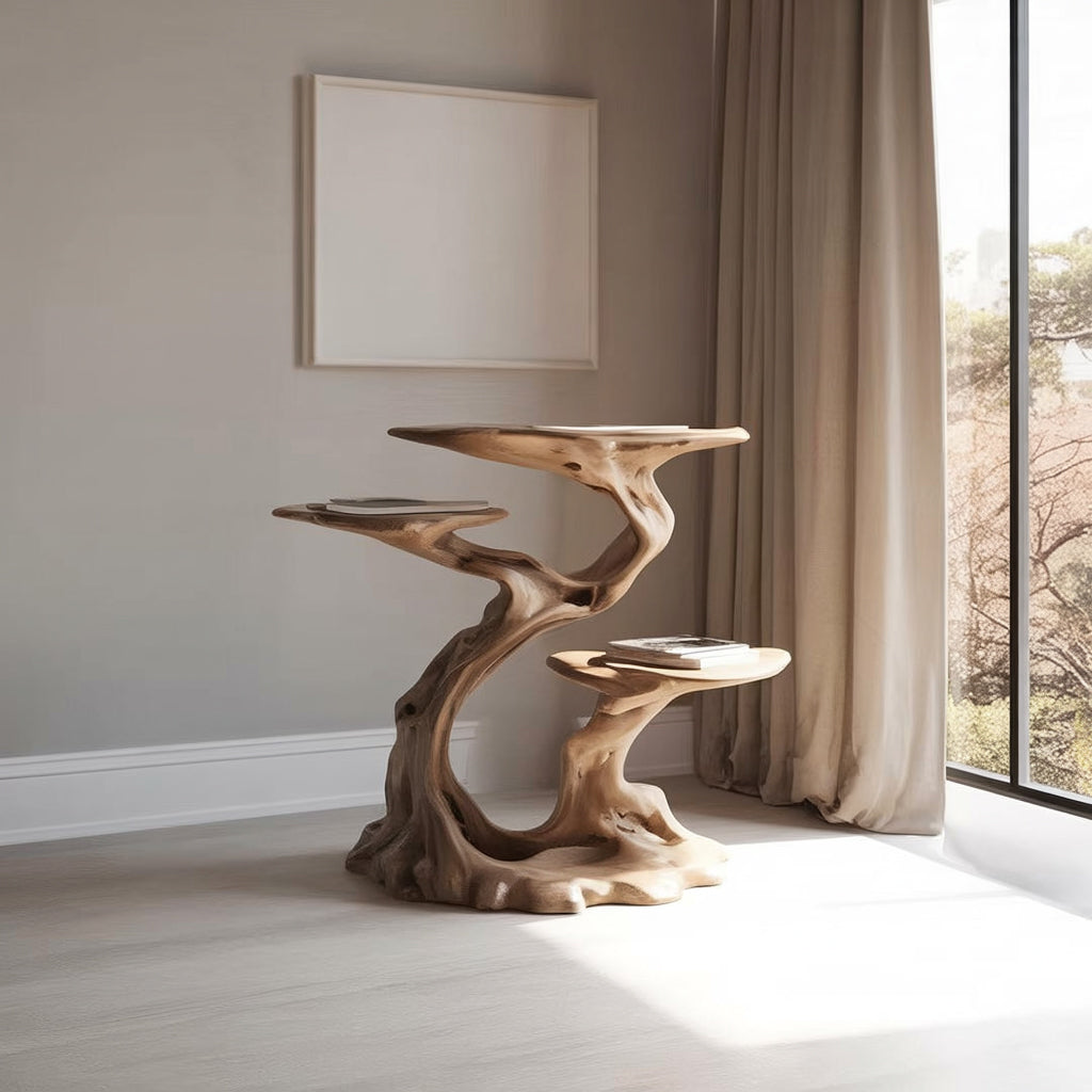 Meuble Platine Vinyle en Bois Massif – Style Mid-Century