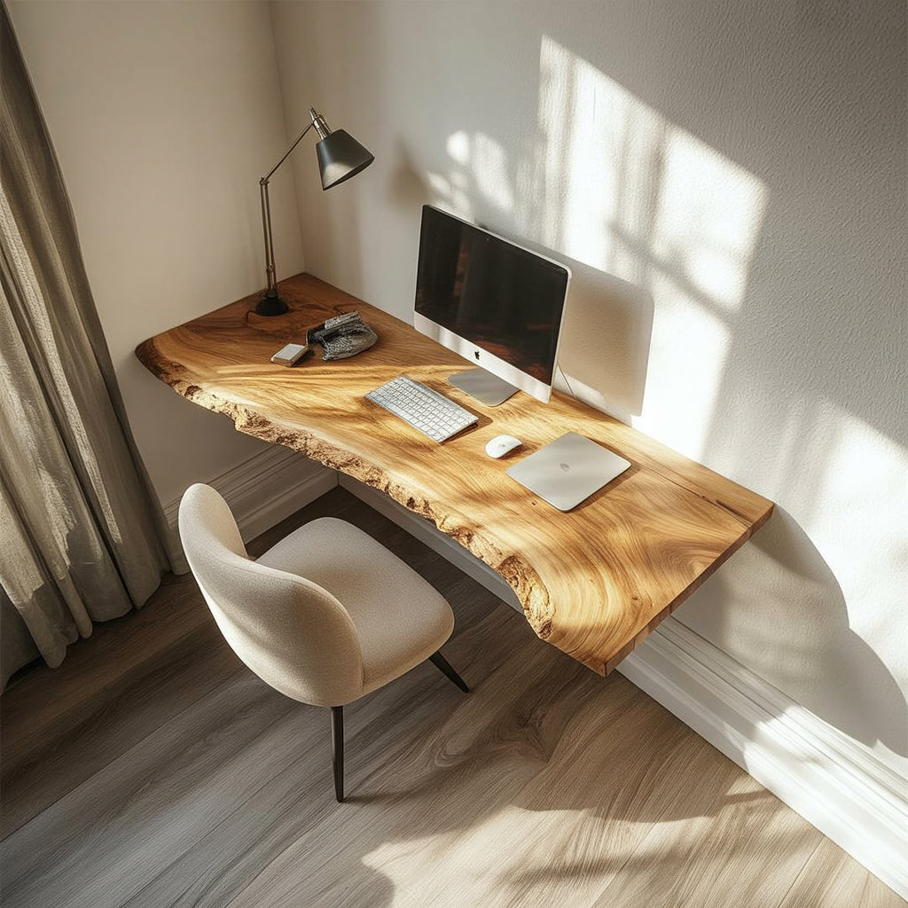 Bureau Rustique Live Edge en Bois Massif Style Farmhouse