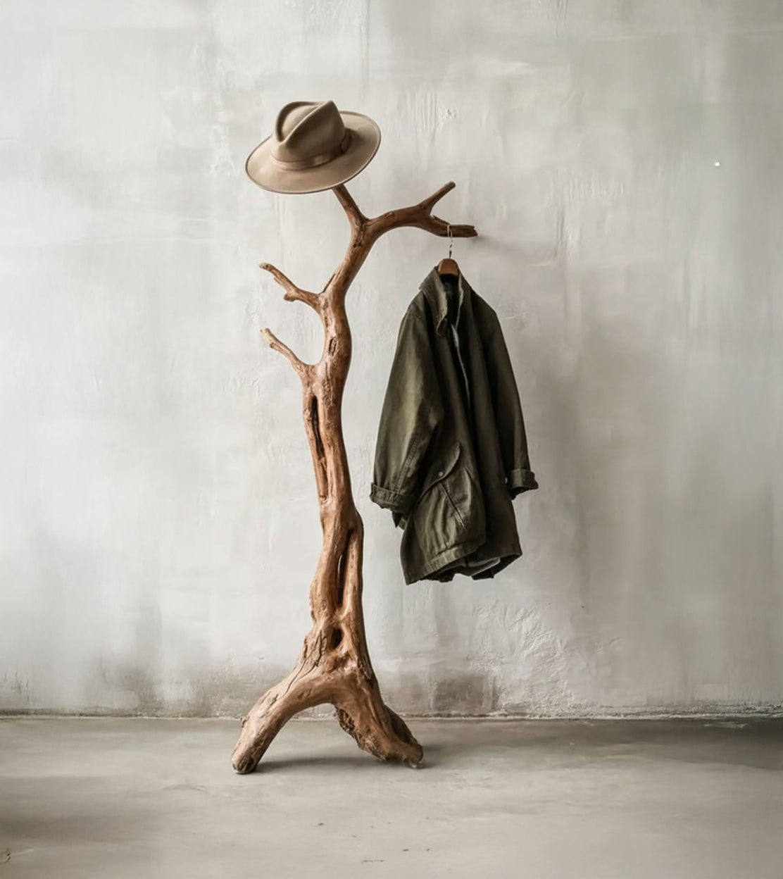 Porte-Manteau Mural Rustique en Branche de Bois Naturel