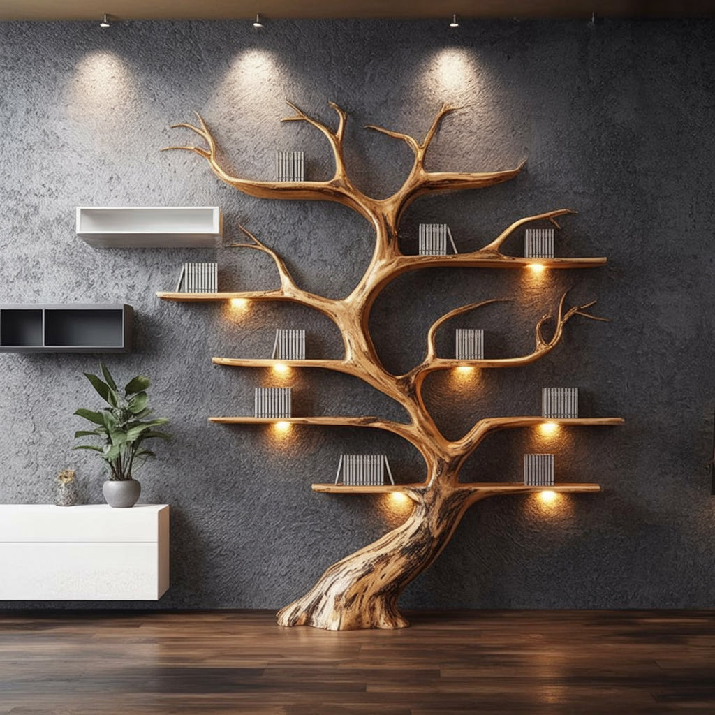 Étagère Murale Flottante Branche d’Arbre Rustique en Bois Flotté