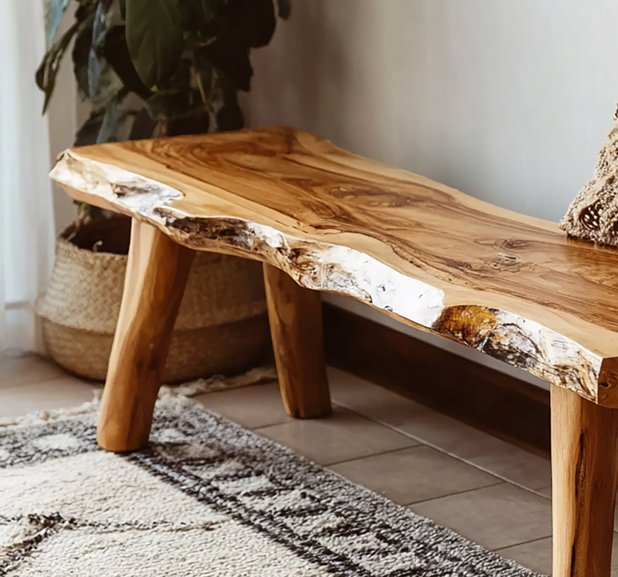 Banc en Bois d’Acacia Live Edge – Style Rustique Moderne