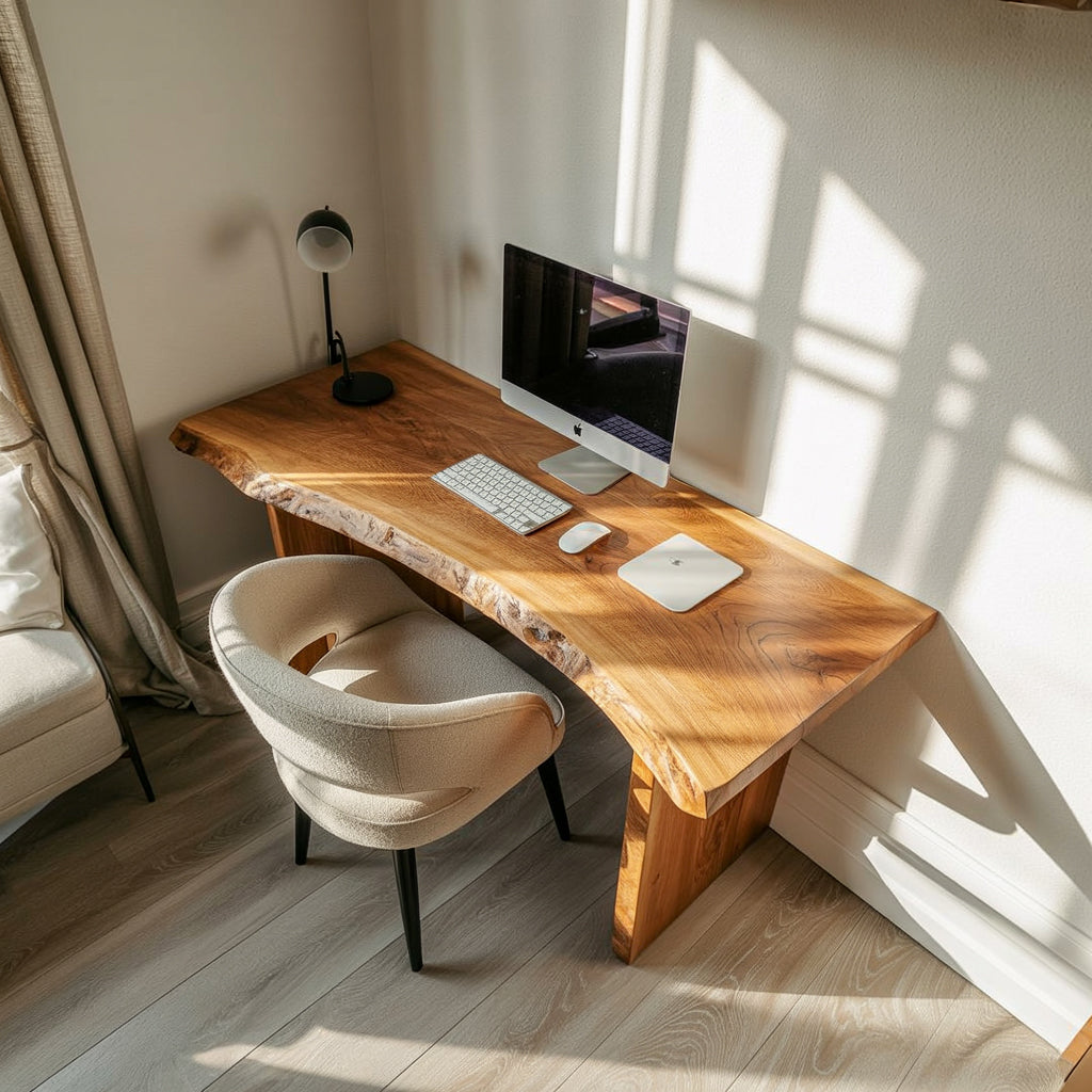 Bureau d’Écriture Rustique Live Edge en Bois Massif Design