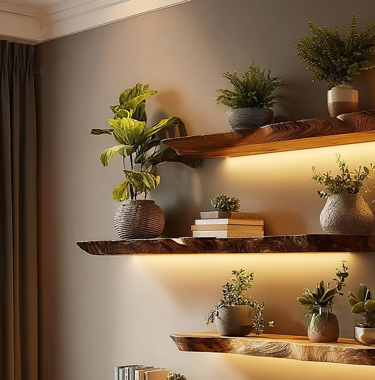 Étagère Flottante Live Edge En Bois Massif – Murale Rustique Salle De Bain