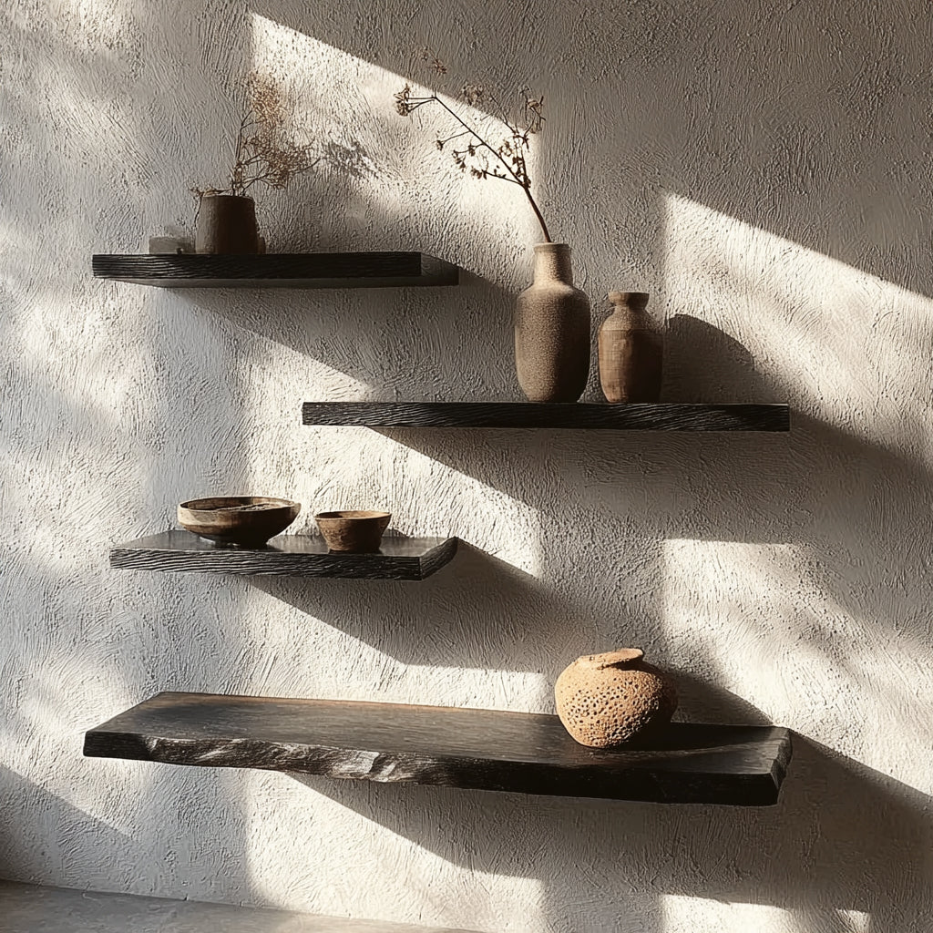 Étagère Murale Flottante Artisanale en Bois Massif Unique