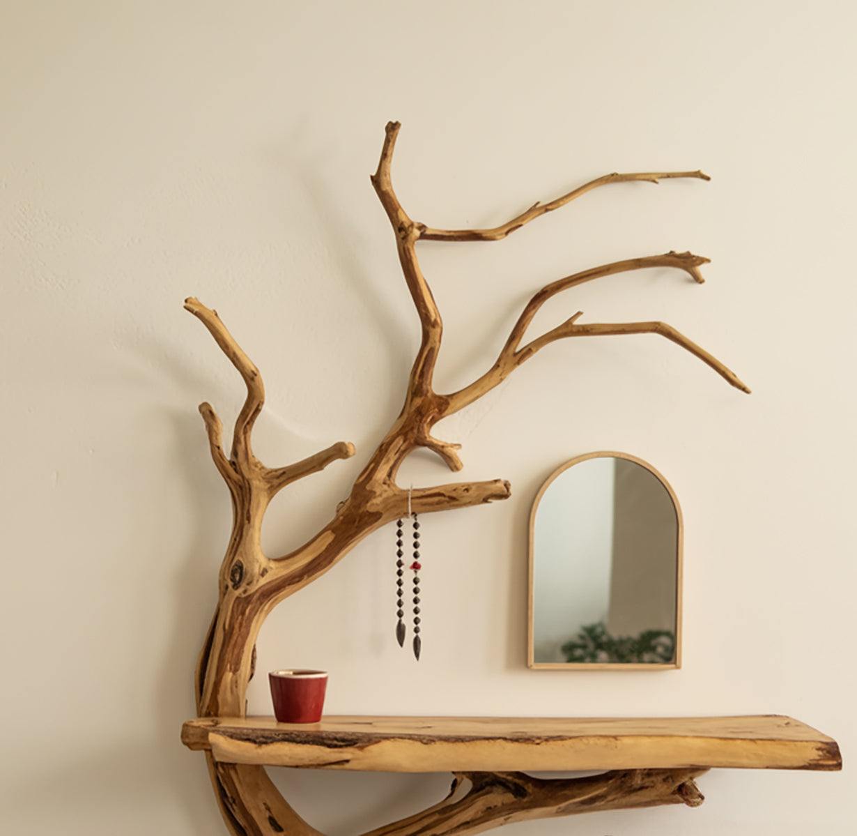 Étagère à Bijoux Arbre en Bois Flotté – Organiseur Mural
